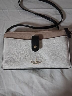kate spade White Blush and Black Leather Crossbody Wallet